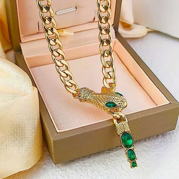 Stainless Steel Snake Choker Necklace Chain Link Gold Plated - Picture 3 of 5